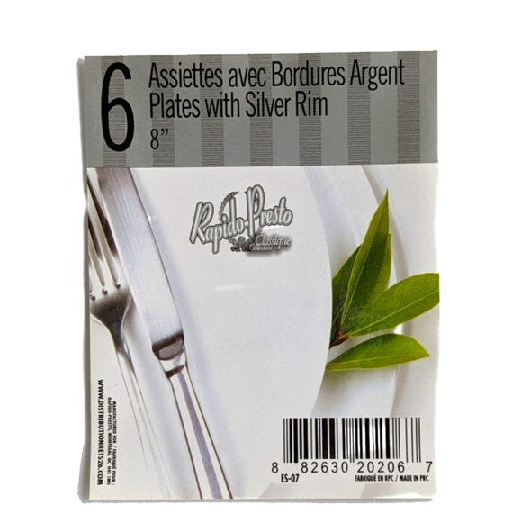 36 (6 pkg of 6) Fancy Plastic Plates with Silver Edges. - Picture 2 of 3